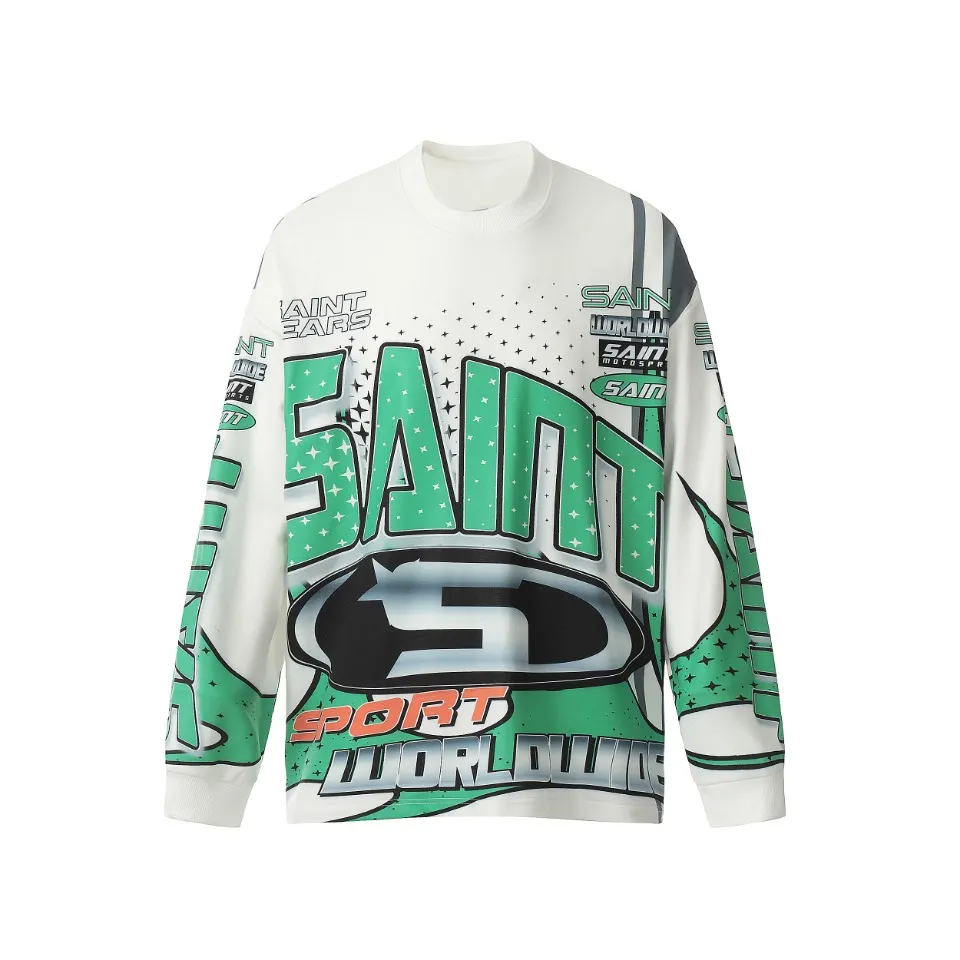 Saint michael tears all-over printed long-sleeved vintage autumn and winter T-shirt Style number: 114 Size: M L XL Wholesale price: 136 Color: Picture color